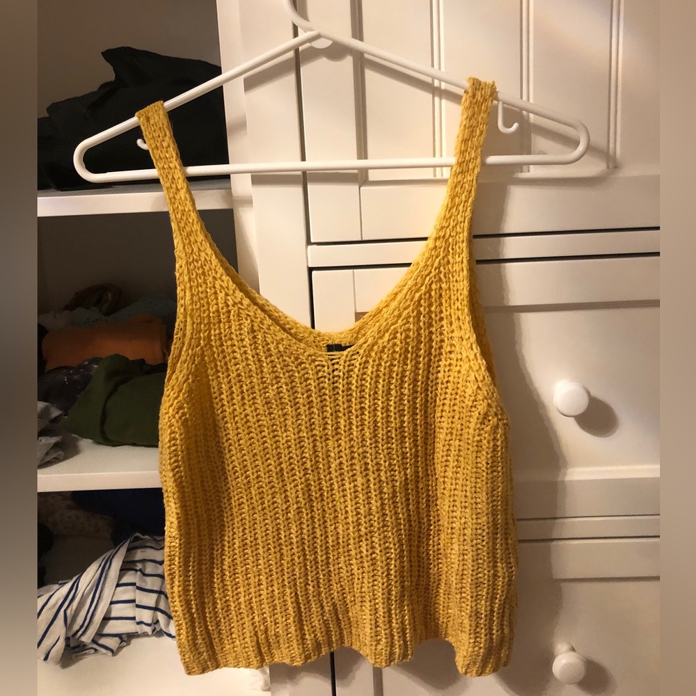 Moon & Madison Crocheted Yellow Summery Festival Sleeveless Lightweight Crop Top